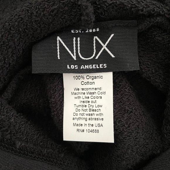 🌸SOLD🌸 NWT NUX | Organic Cotton Black Pullover Cropped Sweatshirt Hoodie Small - Picture 8 of 9